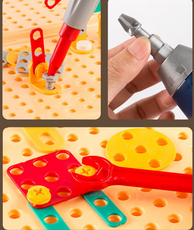 צעצועים משחקים מארז מברגה 🛠️חשמלית לילדים משחקי הרכבה, ברגים ופאזלים 🎁