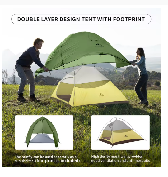 אוהל קמפינג אולטרה־קל לזוג עמיד למים, מתקפל ונייד לטיולים, אופניים ותרמילאות