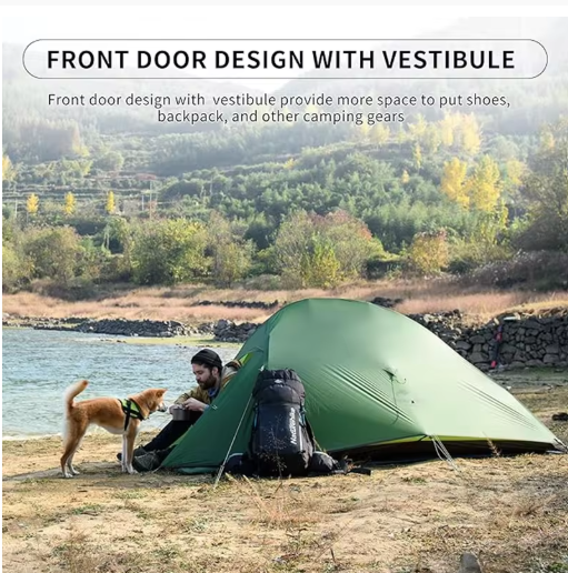 אוהל קמפינג אולטרה־קל לזוג עמיד למים, מתקפל ונייד לטיולים, אופניים ותרמילאות