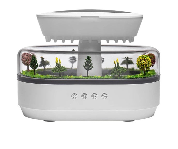 מכשיר אדים "טיפות גשם" מעוצב מפיץ ריח אולטרסוני עם רעש לבן מרגיע ותאורת לד צבעונית