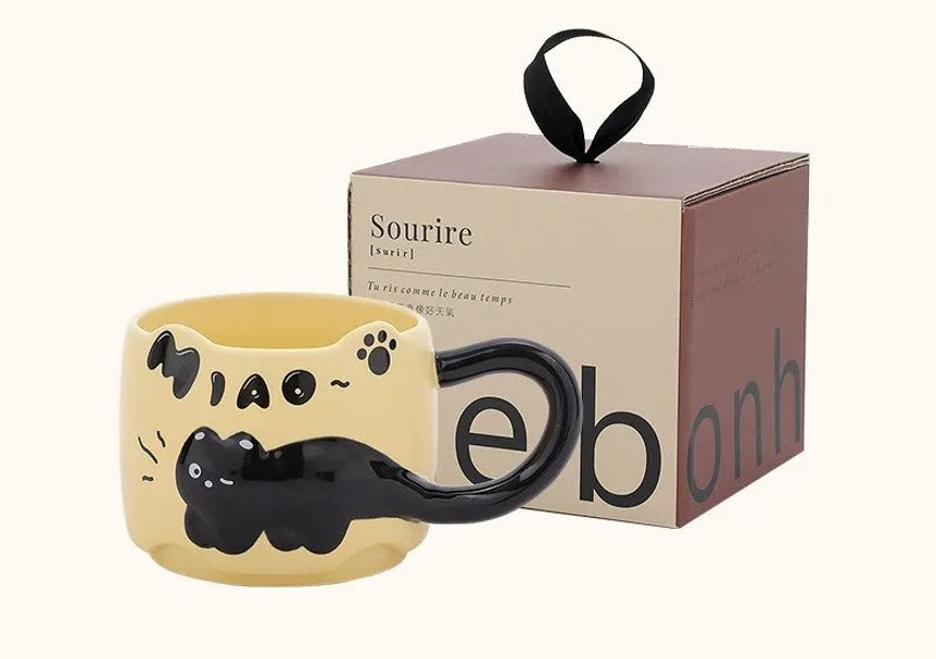 ספלי מאג מעוצבים פרימיום בסגנון מודרני פאנקי חתול שחור