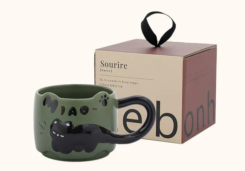 ספלי מאג מעוצבים פרימיום בסגנון מודרני פאנקי חתול שחור