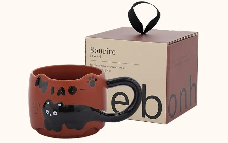 ספלי מאג מעוצבים פרימיום בסגנון מודרני פאנקי חתול שחור