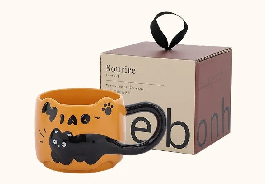 ספלי מאג מעוצבים פרימיום בסגנון מודרני פאנקי חתול שחור