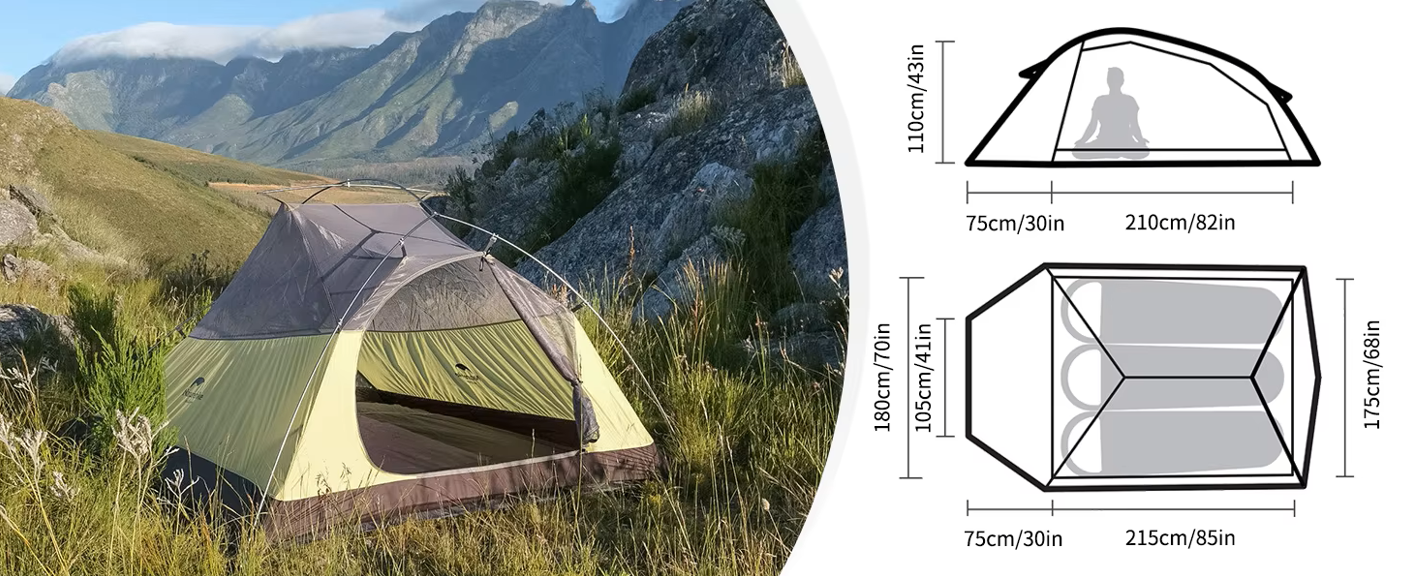 אוהל קמפינג אולטרה־קל שלישיה עמיד למים, מתקפל ונייד לטיולים, אופניים ותרמילאות