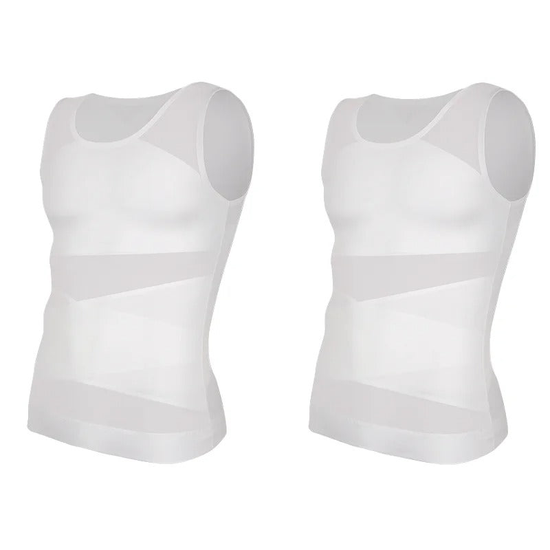 סט זוג גופיות מחטבים לגבר חולצת לחץ מתקדמת לחיטוב החזה והבטן