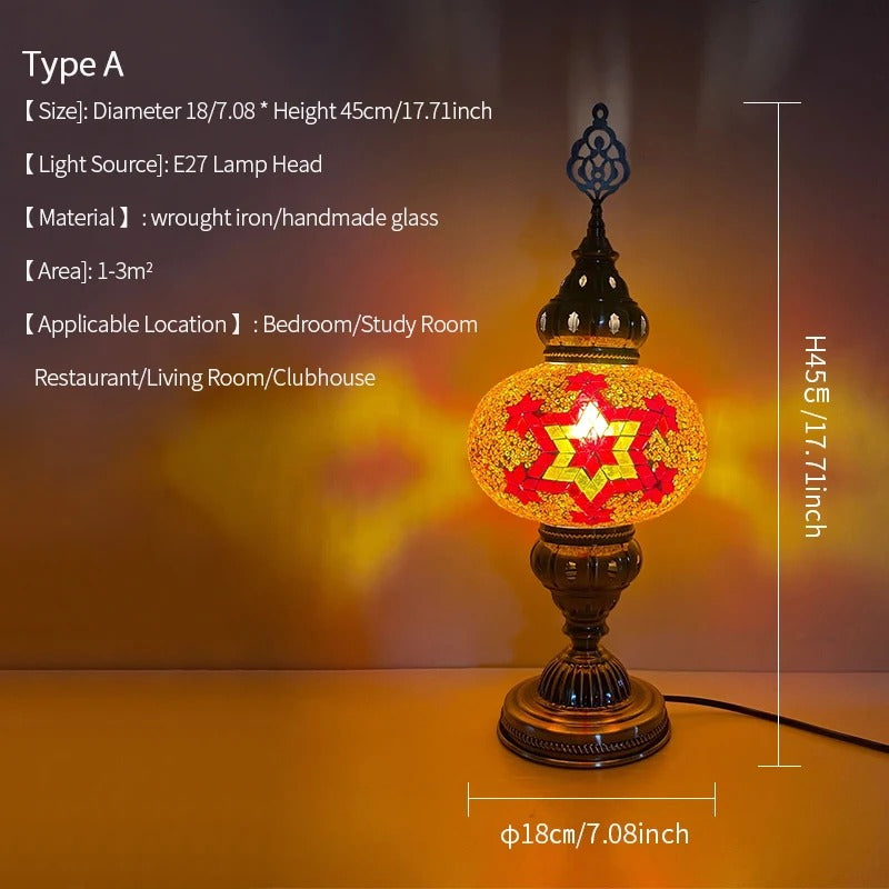 🕌 מנורת שולחן פסיפס טורקית מרוקאית אמנות של אור וצבע בעבודת יד