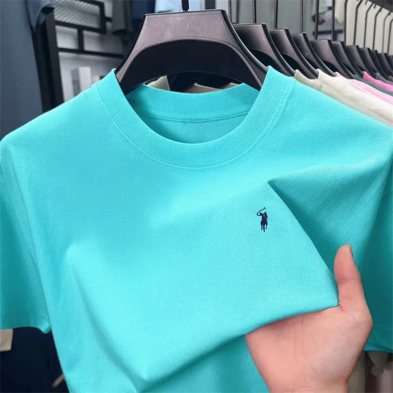 חולצת טי גברים לוגו סוס 17 צבעים כותנה 100%