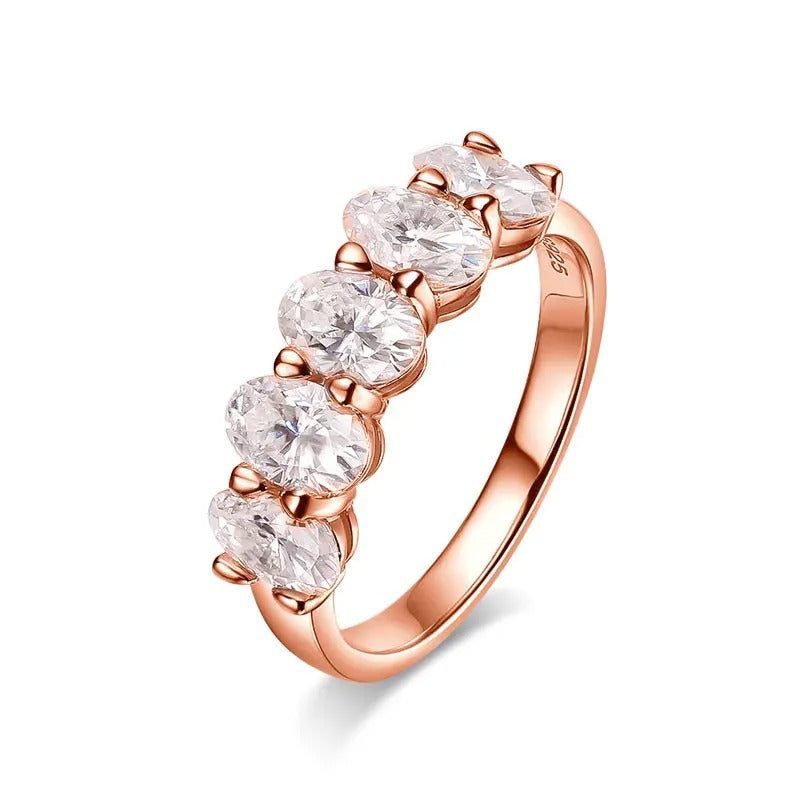 טבעת יוקרה לנשים אבן יוקרה סינתטית  מויסניט כסף סטרלינג 925 ציפוי זהב