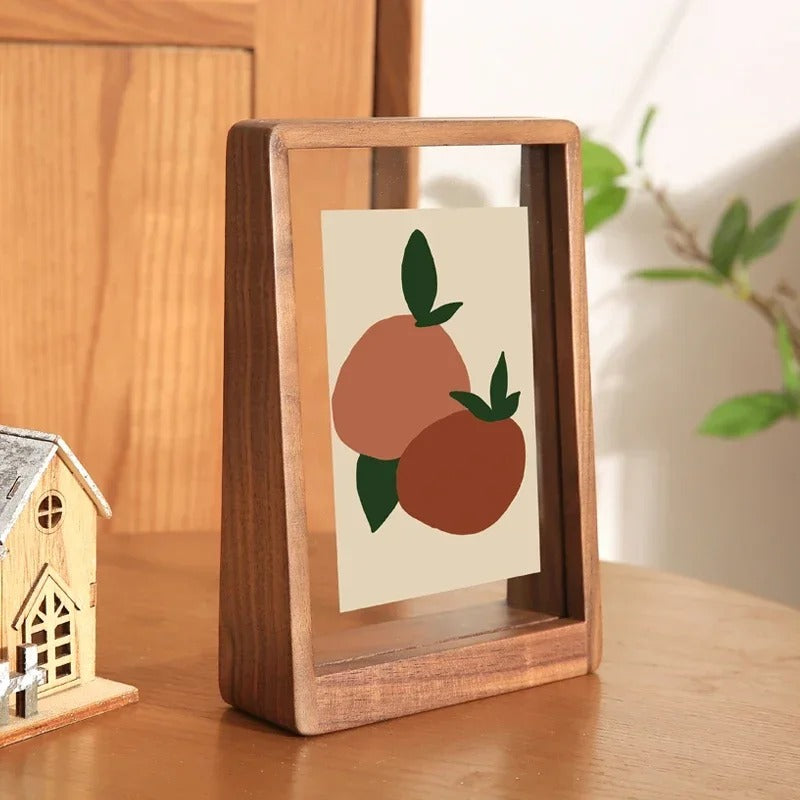 מסגרת תמונה מעץ מלא בסגנון נורדי מסגרת אקריליק ייחודית בצורת טרפז עיצוב הבית