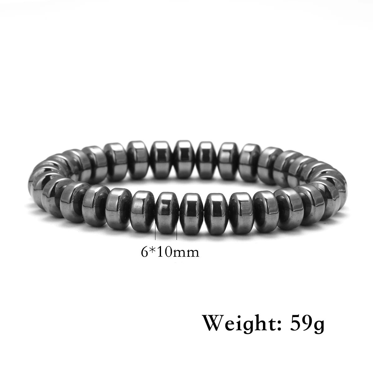 צמיד המטיט מגנטי לגבר (8 מ"מ) | צמיד בריאות לסיוע בהרזיה, איזון והפגת מתחים אלסטי קלאסי