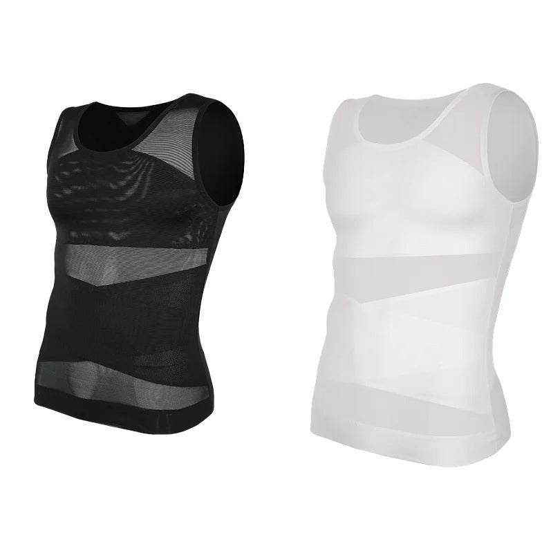 סט זוג גופיות מחטבים לגבר חולצת לחץ מתקדמת לחיטוב החזה והבטן