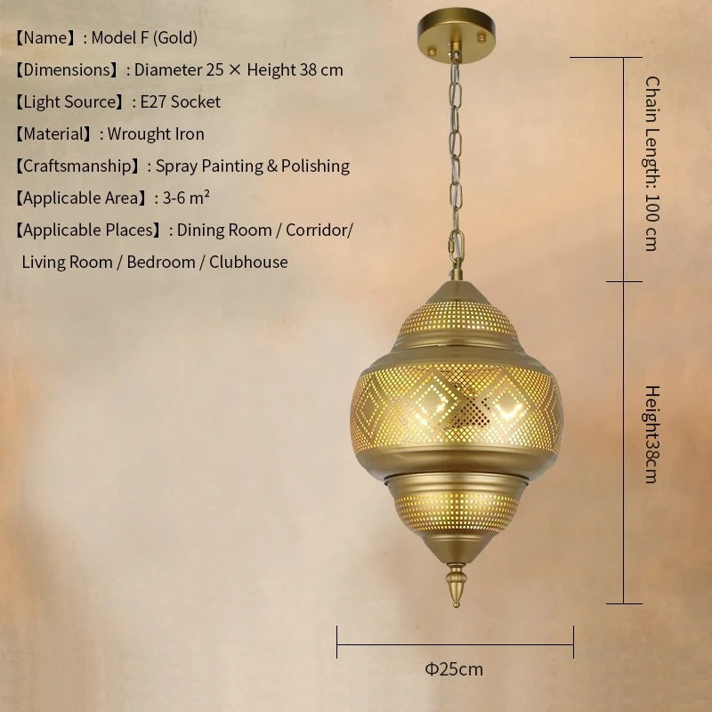 נברשת זהב בערבסקה עיצוב ערבי טורקי עבודת יד  להפוך את הבית לארמון מודרני