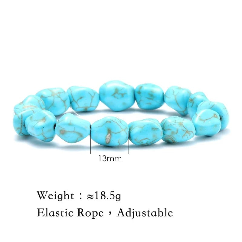 צמידי אוקיינוס טורקיז "כחול ספיר" אבן טבעית ועיצוב צב וכוכב ים צמיד יוניסקס בעבודת יד