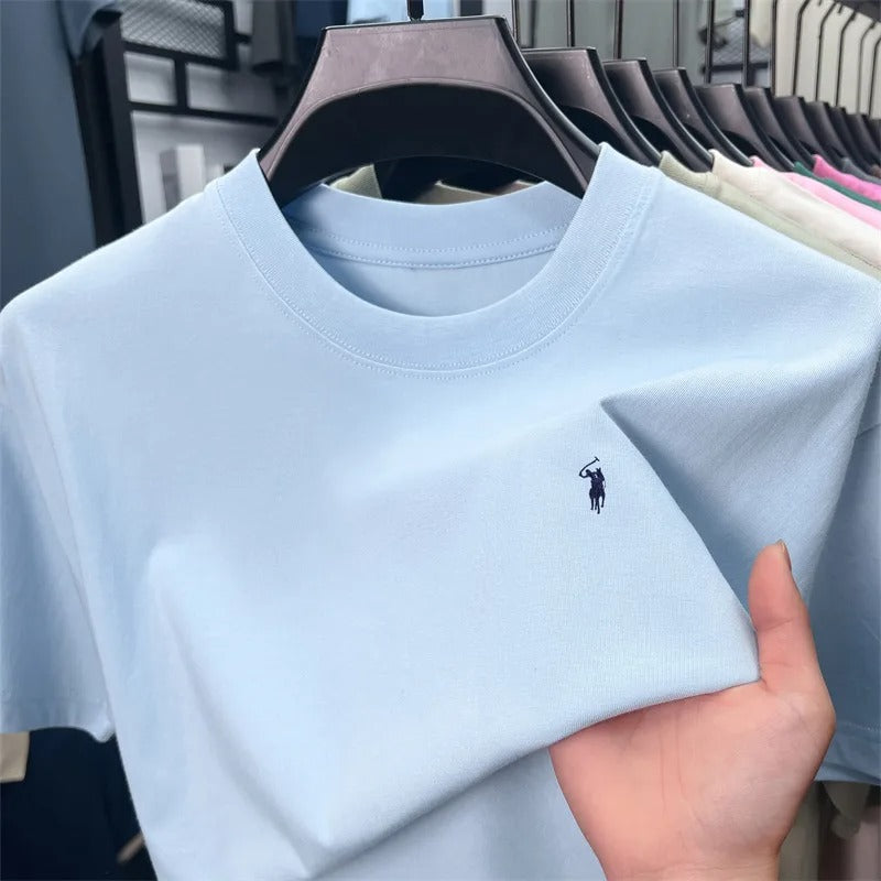 חולצת טי גברים לוגו סוס 17 צבעים כותנה 100%