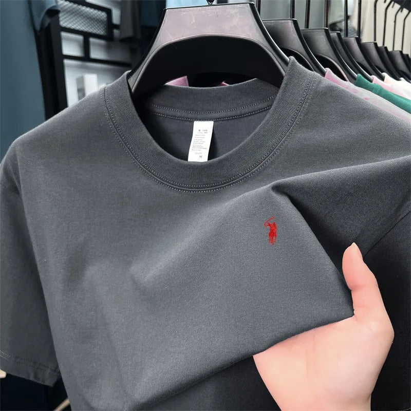 חולצת טי גברים לוגו סוס 17 צבעים כותנה 100%