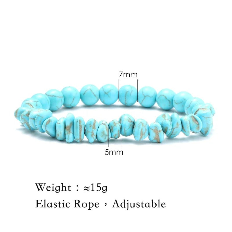 צמידי אוקיינוס טורקיז "כחול ספיר" אבן טבעית ועיצוב צב וכוכב ים צמיד יוניסקס בעבודת יד