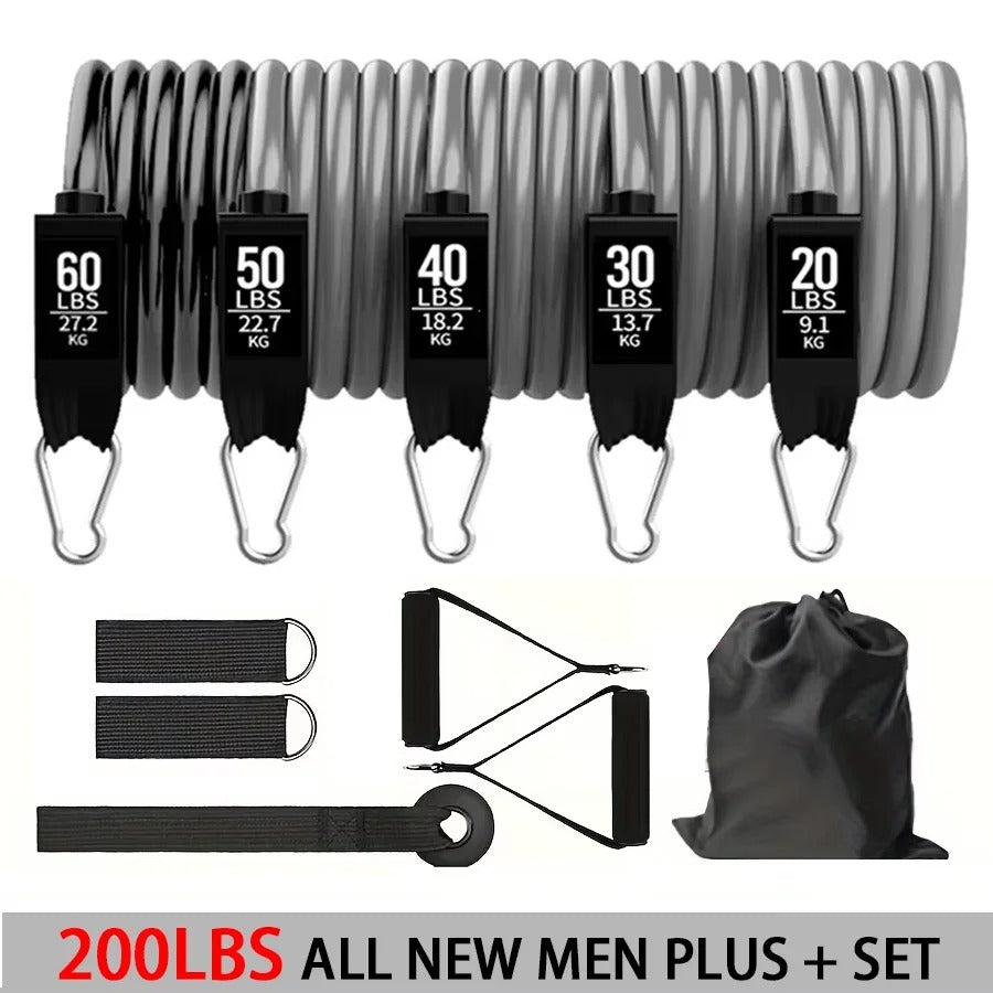 סט רצועות התנגדות – גומיות אימון, 5 צינורות לאימון כושר עם עוגן לדלת, ידיות, רצועות לקרסול ומקל אימון לפיטנס