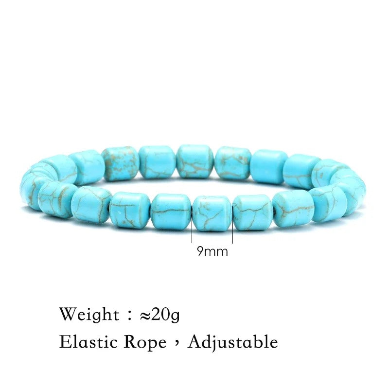 צמידי אוקיינוס טורקיז "כחול ספיר" אבן טבעית ועיצוב צב וכוכב ים צמיד יוניסקס בעבודת יד