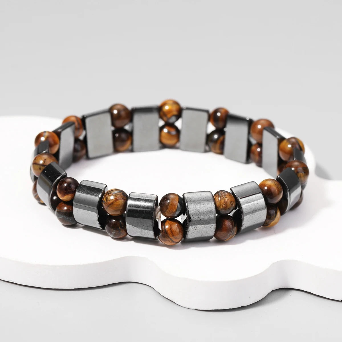 צמיד המטיט מגנטי לגבר (8 מ"מ) | צמיד בריאות לסיוע בהרזיה, איזון והפגת מתחים אלסטי קלאסי