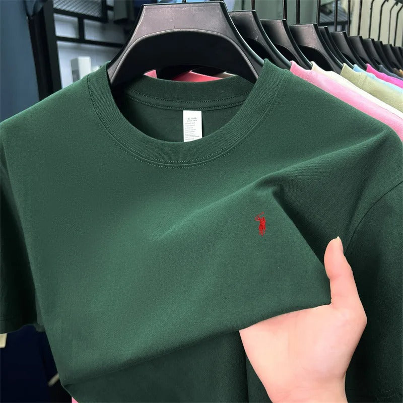 חולצת טי גברים לוגו סוס 17 צבעים כותנה 100%