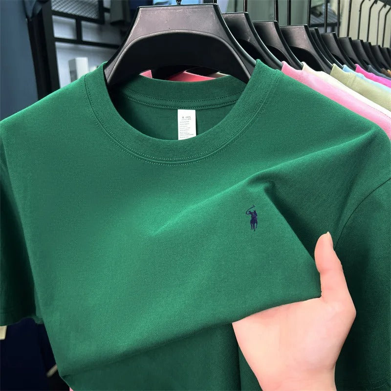 חולצת טי גברים לוגו סוס 17 צבעים כותנה 100%