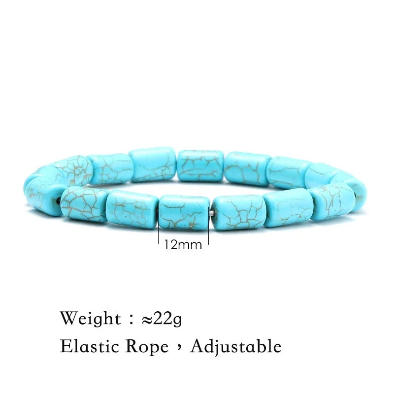 צמידי אוקיינוס טורקיז "כחול ספיר" אבן טבעית ועיצוב צב וכוכב ים צמיד יוניסקס בעבודת יד