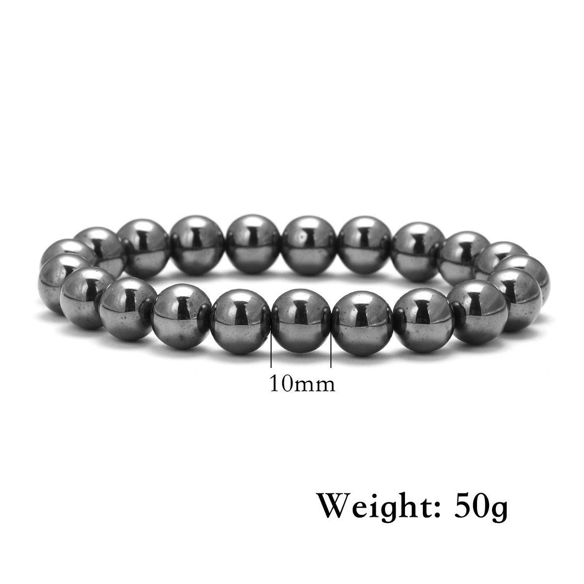 צמיד המטיט מגנטי לגבר (8 מ"מ) | צמיד בריאות לסיוע בהרזיה, איזון והפגת מתחים אלסטי קלאסי