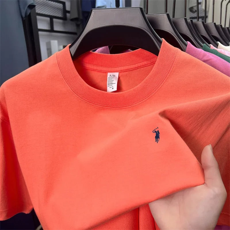 חולצת טי גברים לוגו סוס 17 צבעים כותנה 100%