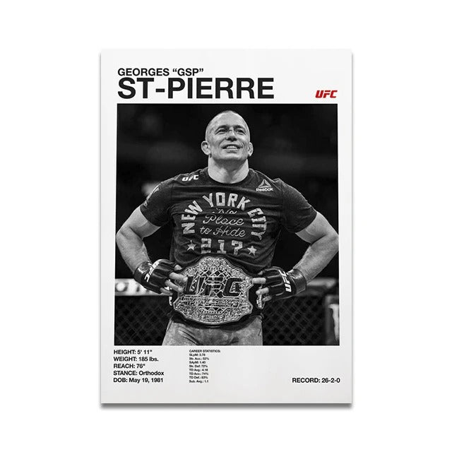 סט 4 פוסטר דיגיטלי להדפסה באיכות גבוהה  כוכב אגרוף לחימה