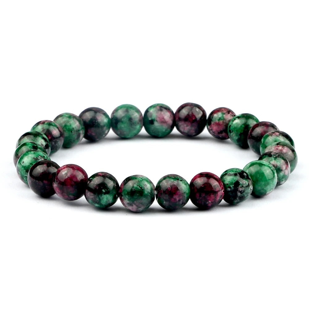 סט 4 צמידי אנרגיה לגבר ולאישה אבן עין הנמר, לבה וולקנית והמטיט 8 מ"מ עבודת יד מתנה יוקרתית