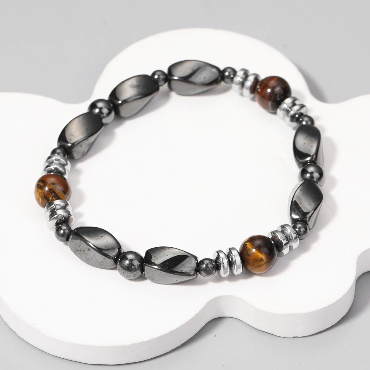 צמיד המטיט מגנטי לגבר (8 מ"מ) | צמיד בריאות לסיוע בהרזיה, איזון והפגת מתחים אלסטי קלאסי