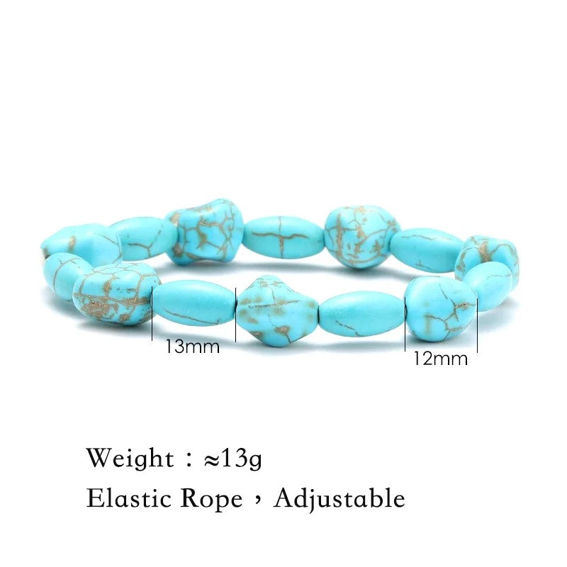 צמידי אוקיינוס טורקיז "כחול ספיר" אבן טבעית ועיצוב צב וכוכב ים צמיד יוניסקס בעבודת יד