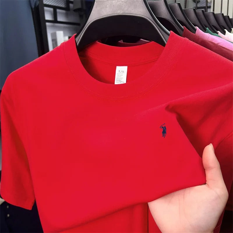 חולצת טי גברים לוגו סוס 17 צבעים כותנה 100%