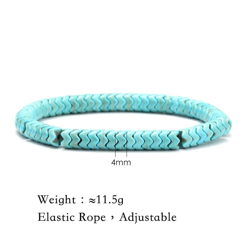 צמידי אוקיינוס טורקיז "כחול ספיר" אבן טבעית ועיצוב צב וכוכב ים צמיד יוניסקס בעבודת יד