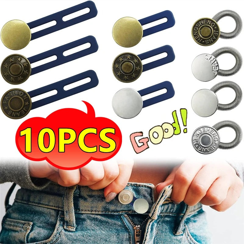 פטנט סט 10 מתאם כפתור מתכוונן למכנסיים וג’ינסים לשימוש חוזר ובלי תפירה