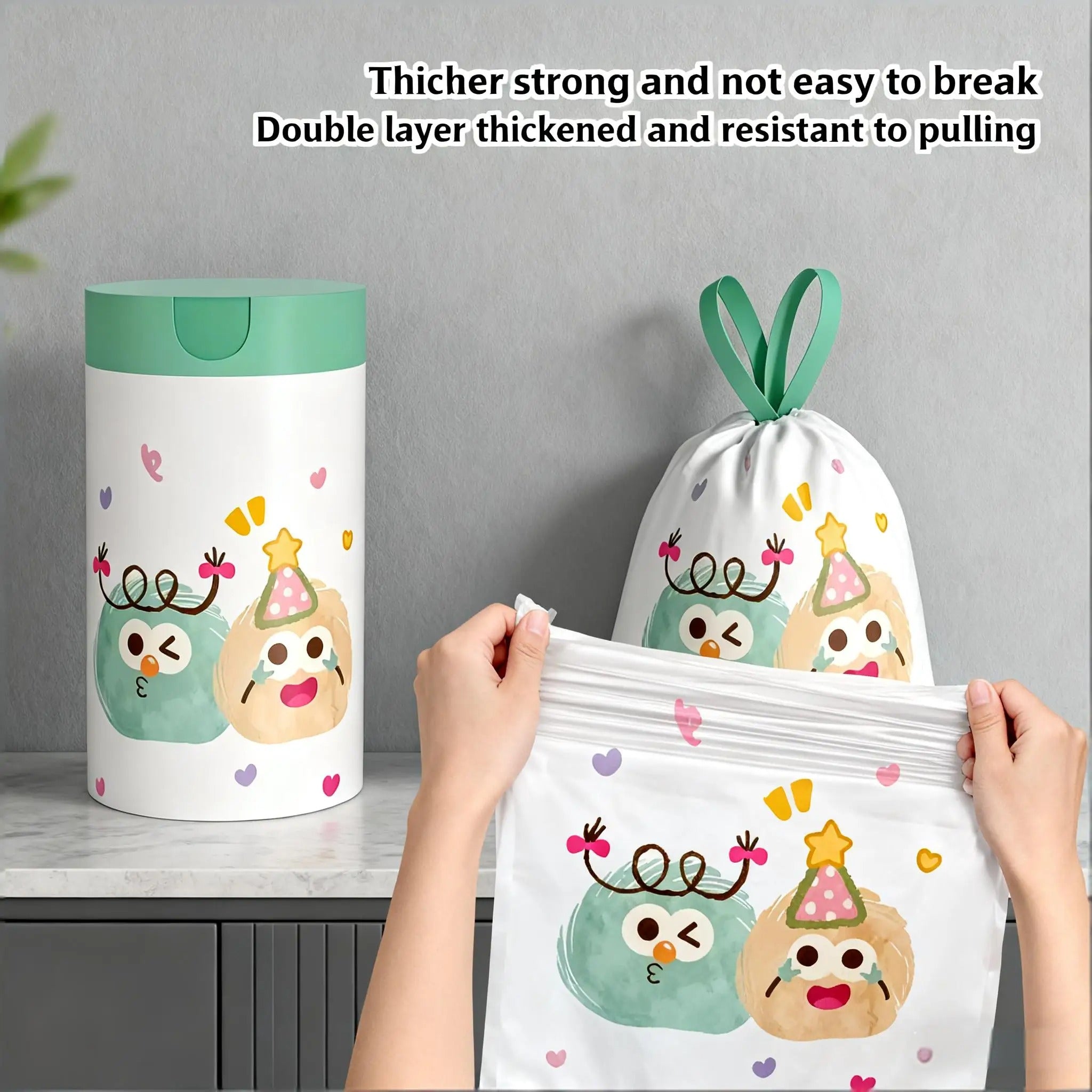 שקיות אשפה מעוצבות סטייל עבות וריחניות 60 בגליל עם שרוך, גודל גדול לבית ולמשרד