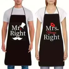 מתנה זוגית סט 2 סינרי מטבח לזוגות Mr. Right & Mrs. Always Right