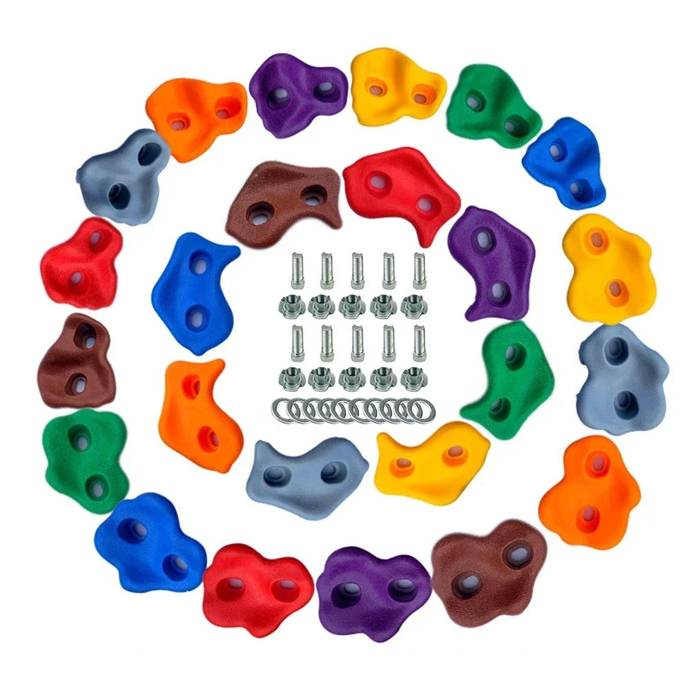 אבני טיפוס צבעוניות לילדים 🧗‍♀️ סט 10 אחיזות לקיר טיפוס ביתי ובטיחותי