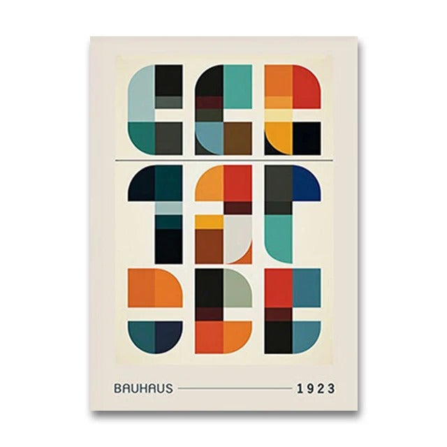 סט 4 פוסטר דיגיטלי להדפסה באיכות גבוהה  באוהאוס מינימליסטי