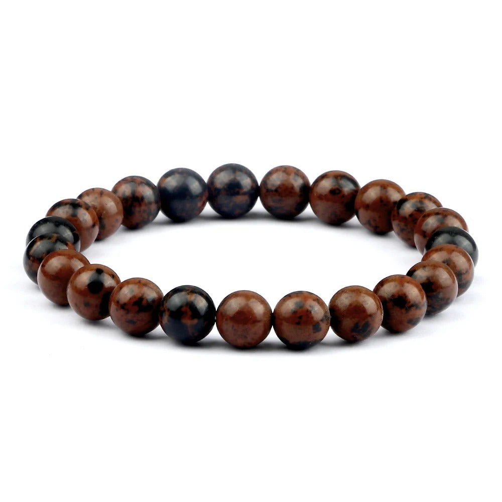 סט 4 צמידי אנרגיה לגבר ולאישה אבן עין הנמר, לבה וולקנית והמטיט 8 מ"מ עבודת יד מתנה יוקרתית