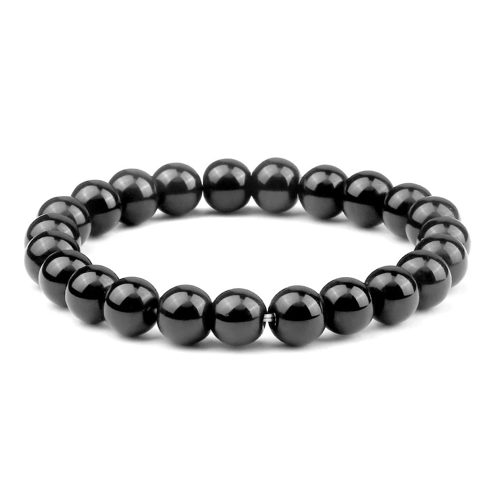 סט 4 צמידי אנרגיה לגבר ולאישה אבן עין הנמר, לבה וולקנית והמטיט 8 מ"מ עבודת יד מתנה יוקרתית