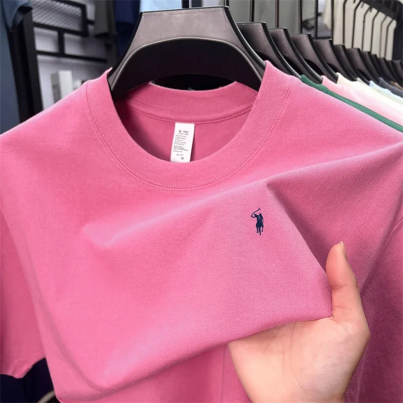 חולצת טי גברים לוגו סוס 17 צבעים כותנה 100%