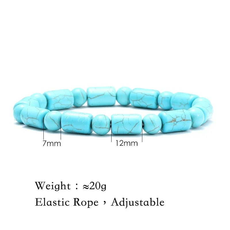 צמידי אוקיינוס טורקיז "כחול ספיר" אבן טבעית ועיצוב צב וכוכב ים צמיד יוניסקס בעבודת יד