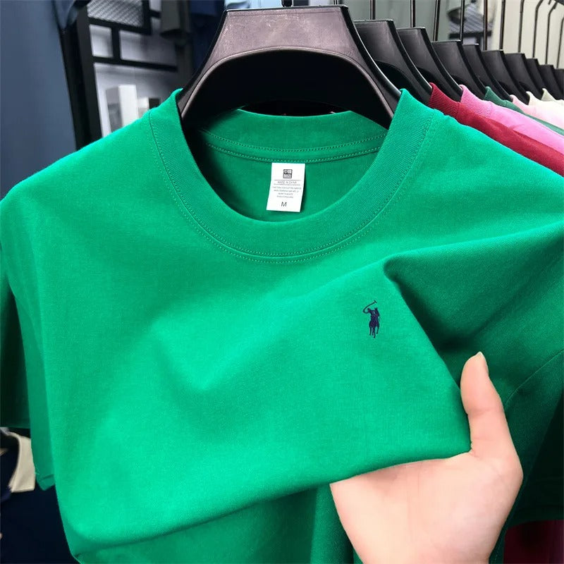 חולצת טי גברים לוגו סוס 17 צבעים כותנה 100%