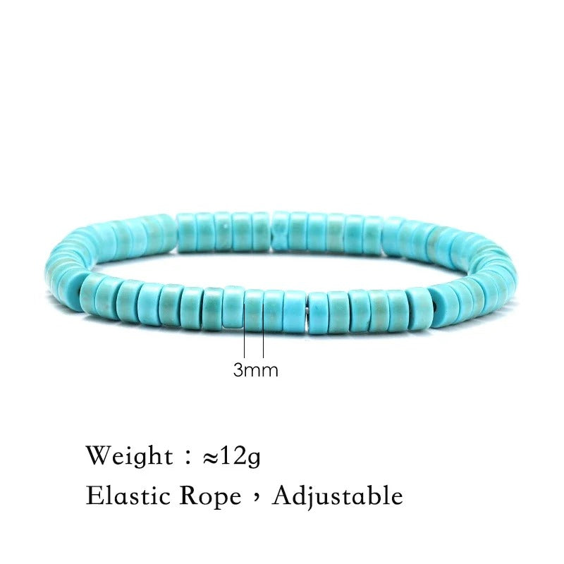 צמידי אוקיינוס טורקיז "כחול ספיר" אבן טבעית ועיצוב צב וכוכב ים צמיד יוניסקס בעבודת יד