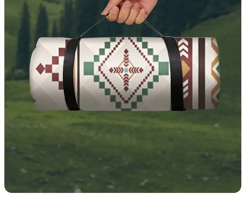 שמיכת פיקניק גדולה ואטומה למים 200×200 ס"מ מחצלת חוף מתקפלת עם ידית נשיאה לפיקניק, קמפינג וים