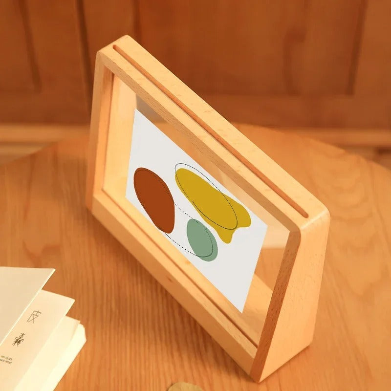 מסגרת תמונה מעץ מלא בסגנון נורדי מסגרת אקריליק ייחודית בצורת טרפז עיצוב הבית