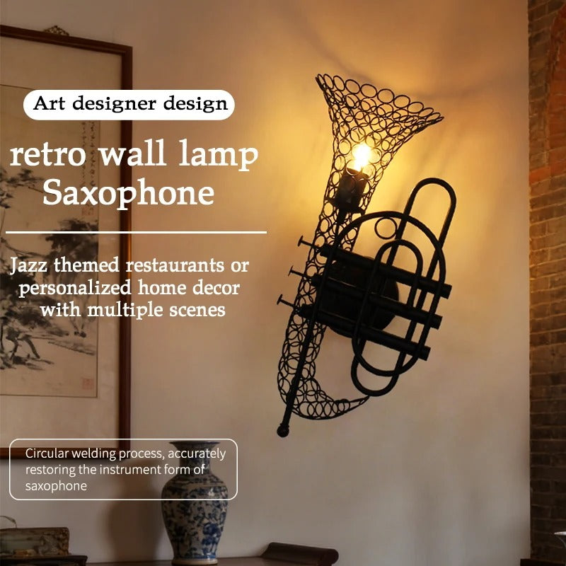 עיצוב הבית מנורת קיר וינטג' מתכת עיצוב חצוצרה קרן יער