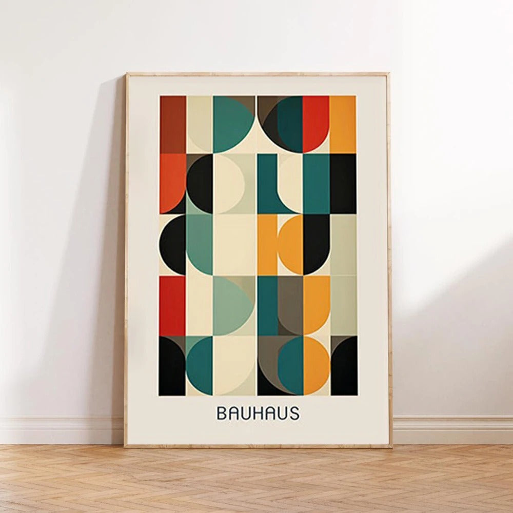 סט 4 פוסטר דיגיטלי להדפסה באיכות גבוהה  באוהאוס מינימליסטי